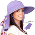 Solaris Women's Floral Scarf Wide Brim Sun Hat, Foldable UV Protection Cap with Neck Flap for Garden Beach Hiking