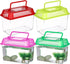 NOLITOY 4pcs Mini Fish Tank, Plastic Fish Box Breeding Case with Handle for Shrimp, Turtle, Goldfish