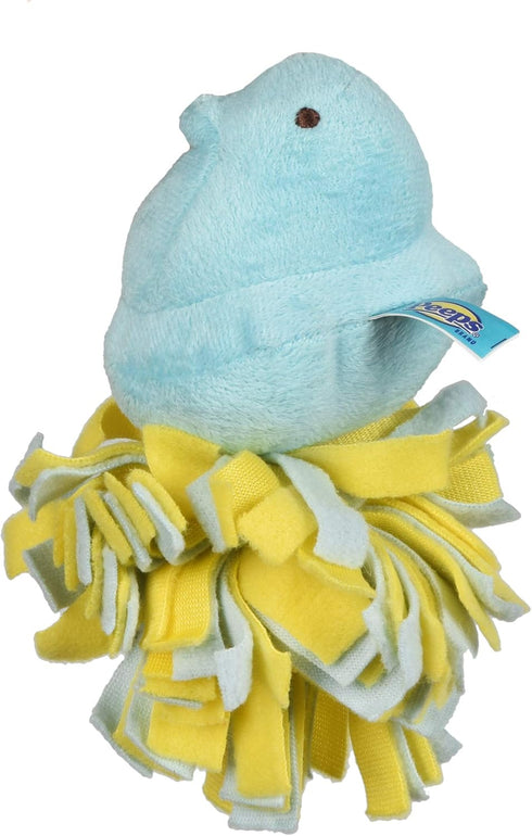 Peeps for Pets Plush Chick Dog Toy - Blue and Yellow Fleece Bottom, Small Plush with Squeaker for Pets
