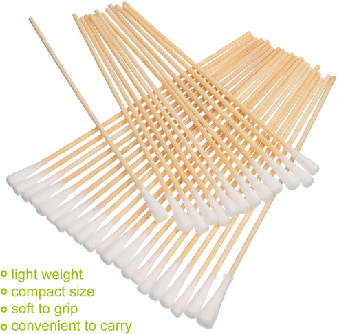 200 Pieces Long Ear Swab Buds for Dog with Wooden Handle, 6 Inches for Pet Care