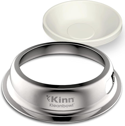 Kinn Kleanbowl Pet Bowl, Stainless Steel Frame with Compostable Refills, 24 oz (1 Pack)
