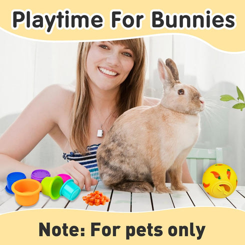 Iffitya 8 Pcs Colorful Stacking Cups and a Ball for Rabbits, Colorful Bunny Cups for Rabbits and Small Animals, Nesting