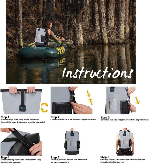 XhuangTech 30L Waterproof Drybag, Durable Heavy Duty Duffel Bag for Kayaking, Rafting, Fishing