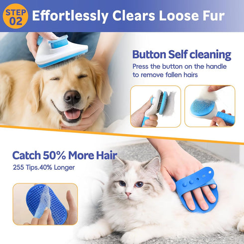 2TRUL 10pcs Trimmer, Bath Grooming Kit for Pets, Dog Brush for Shedding with Dog Nail Clipper and Dog and Cat Grooming