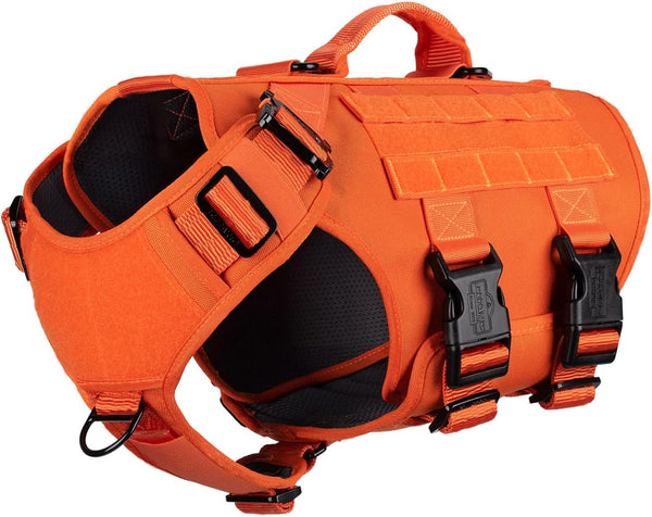 ICEFANG GN3 Tactical Dog Harness with 6X Buckle, Molle Vest with Handle, No Pulling Front Clip (XL, Safety Orange)