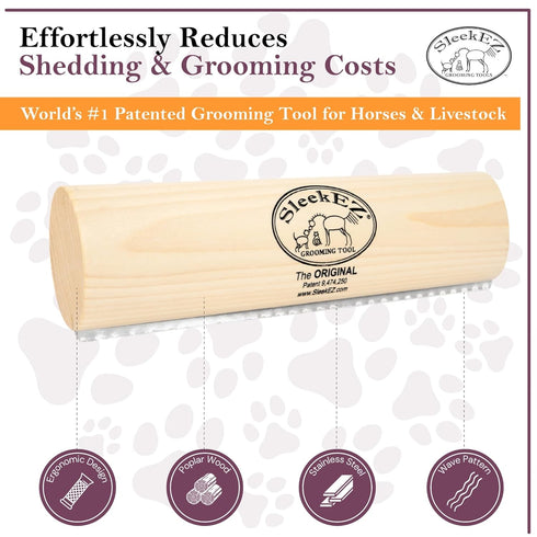 SleekEZ Deshedding Grooming Tool | Horse Brush for Grooming Kit | 10 Inch Pet Hair Removal Tool