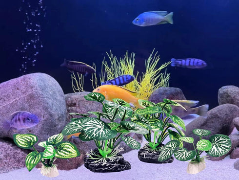 4PCS Small Size Soft Faux Silk Aquarium Plants for Betta Fish Tank Decorations, Hiding Fish Reptiles