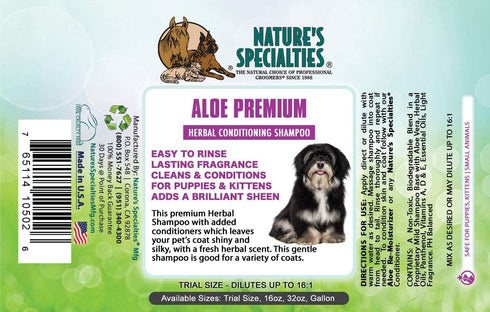 Nature's Specialties Aloe Premium Ultra Concentrated Dog Shampoo Conditioner - Makes up to 2 Gallons, Herbal Aloe
