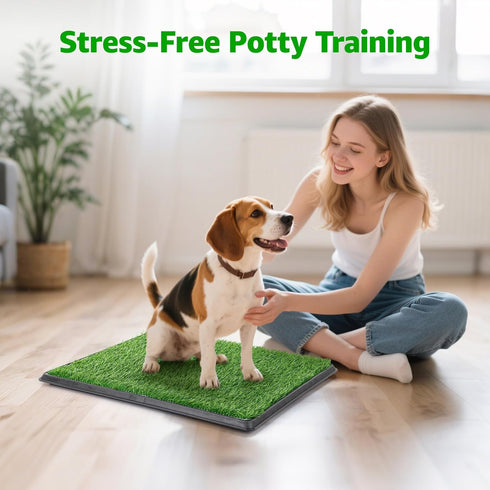 20''x25'': Portable Dog Grass Pad with Tray Dog Litter Box with Artificial Grass Patch Bathroom Mat & Washable Pee Pad