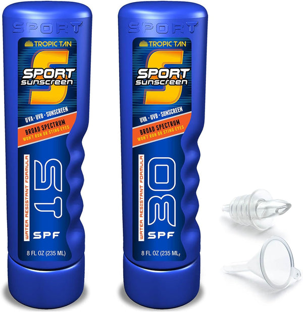 GoPong Sport Bottle Sunscreen Flask, 2 Pack, 16 oz Total, Hidden Alcohol Travel Flasks