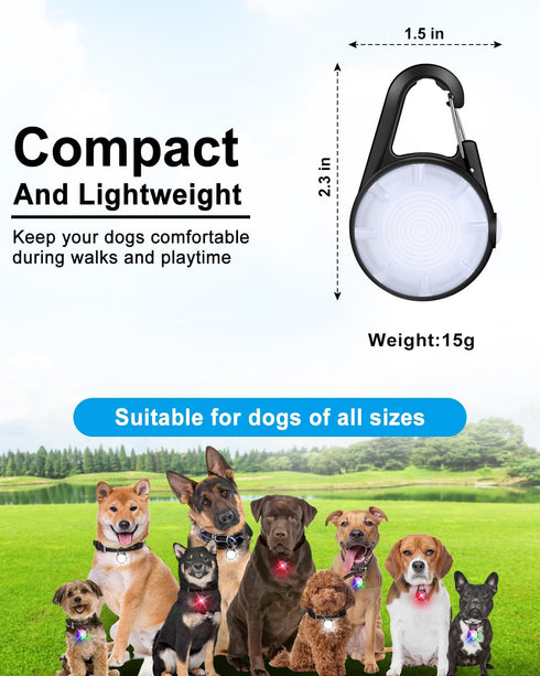 Dog Lights for Night Walking, 2 Pack Rechargeable Clip On Safety Light for Nighttime, IP68 Waterproof (Black)