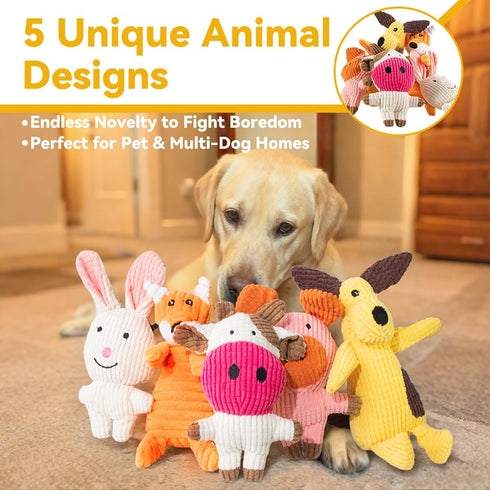 Generic 5 Pack Squeaky Plush Dog Toys: Tough Stuffed Toys - Chew Teething Crinkle Boredom Relief for Puppy Small Medium