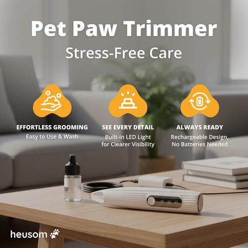 Trimmer Silent Pet Paw | Cordless Shaver for Dogs, Cats, Big & Small Animals with Light | Rechargeable Home and Salon