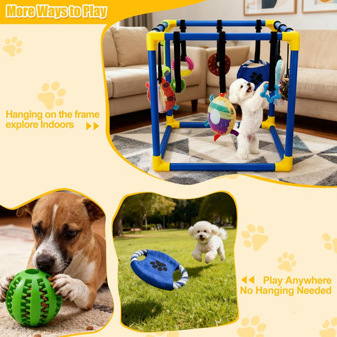 VYNALTIX 12 12 Puppy Play Gym with Toys, Removable Dog Enrichment Playground, Interactive Indoor Training Activity