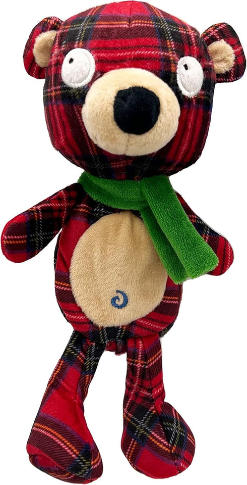Huxley & Kent Slappies for Dogs, Plaidington Bear, Small, Christmas Holiday Squeak & Shake Dog Toy