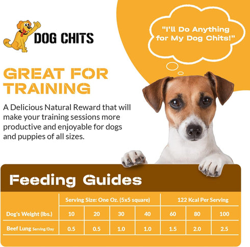 Dog Chits Beef Lung Prime Cuts Dog and Puppy Treats, All Natural, Grain and Chemical Free, 5 oz Bag