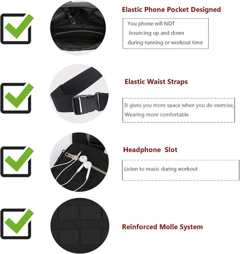 Outdoor Chest Bag for Men, Lightweight EDC Chest Pack with Built-In Phone Holder