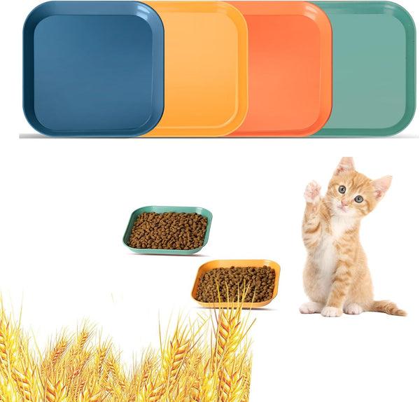 Cat Bowls, 6 inch Cat Food Bowl, 4Pcs Whisker Fatigue Free Dishes, Shallow Bowls for Indoor Cats