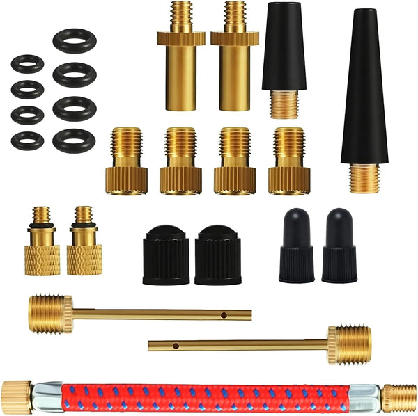 GRSECPO Valve Adaptor Tools, 25PCS Brass Bike Pump Adaptters,Ball Pump Needle, Balloon Inflatable