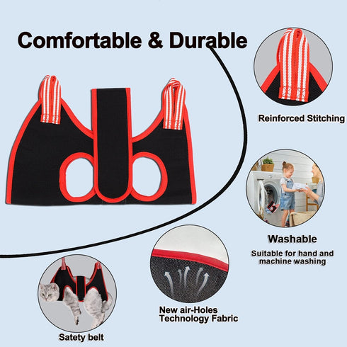 Cat Grooming Hammock Harness for Small Dogs, Pet Restraint Bag for Nail and Ear Care, XS Size