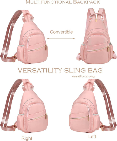 Backpack Daypack YAZEKOUS Crossbody Sling Bag Mini for Women Convertible, Small Crossbody Bags for Travel Hiking