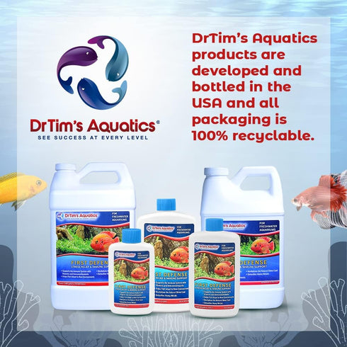 DrTim's Aquatics First Defense 32oz for Freshwater Aquariums – Stress Relief & Immune Support with Vitamins &