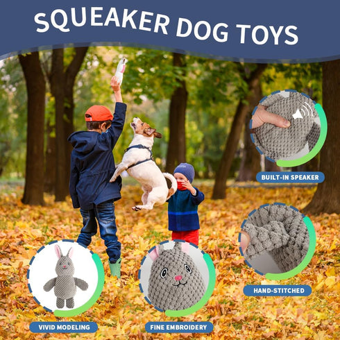 Act boldly 5-Pack Squeaky Dog Toys Durable Animal-Shaped Plush Chew Toys for Dogs, Handmade Interactive Puppy Toys