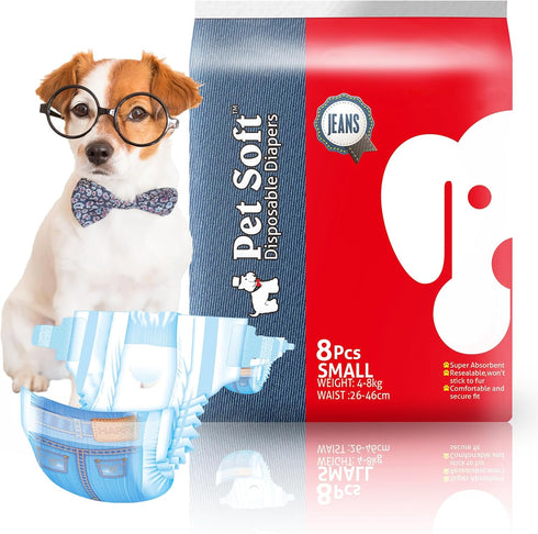 Pet Soft Dog Diapers Female, Disposable Dog Diapers, Cat Diaper for Female Cats, 8pcs Small