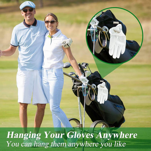 Golf Glove Holder - Stainless Steel Hook with Storage Bag, Portable Accessory for Men and Women, Golfer Gift