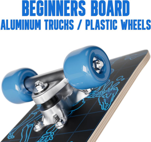 Rude Boyz 24 Inch Mini Cruiser Skateboard - Aluminium Trucks - Kids Skateboard Ages 5-8 for Beginners