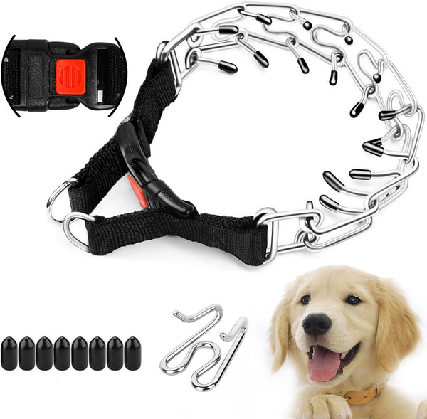 Supet Dog Prong Collar, Adjustable Training Pinch Collar with Quick Release Buckle for Small Medium Large Dogs