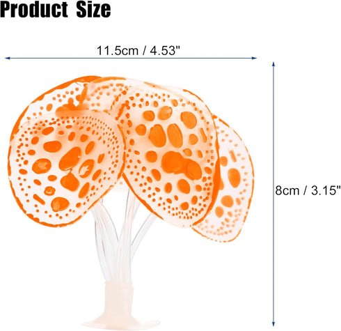 VOCOSTE Soft Silicone Glowing Aquarium Coral with Sucker, Fluorescent Artificial Water Plants, Orange