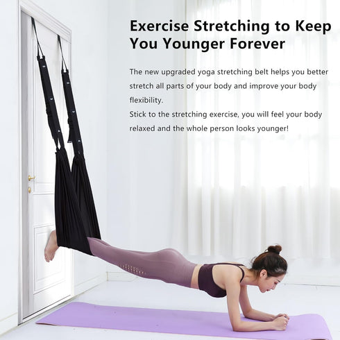 Upgraded Yoga Stretching Strap with Door Anchor, 2 Resistance Rope Stretch Strap, Leg Waist Back Bend Trainer for