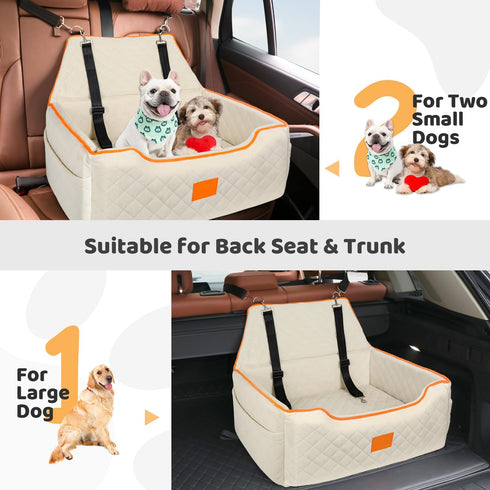 XIEEAOZEE 55Lbs 2 Dog Car Seat for Large/Medium Dog, Booster Seat Under or Small Dogs, Detachable and Washable Travel