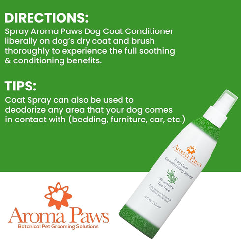 Scented Dog Coat Spray - Cleansing, Conditioning, Moisturizing - Toxin Free Ingredients - Aromatic Puppy Spray (4.5