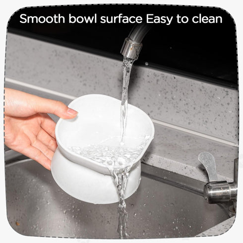 4 Pieces Plastic Tilted Elevated Cat Bowls, Raised Feeding Bowls for Flat Faced Cats, White and Grey