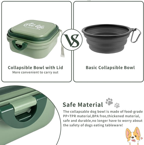 Collapsible Dog Water Bowl, Portable 2-in-1 Pet Food and Water Feeder for Traveling, Camping, Hiking