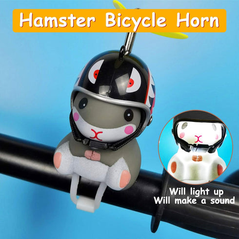 wonuu Duck Bike Bell with Light and Helmet, Cute Hamster Bicycle Horn, Dashboard Decoration Hamster Toy