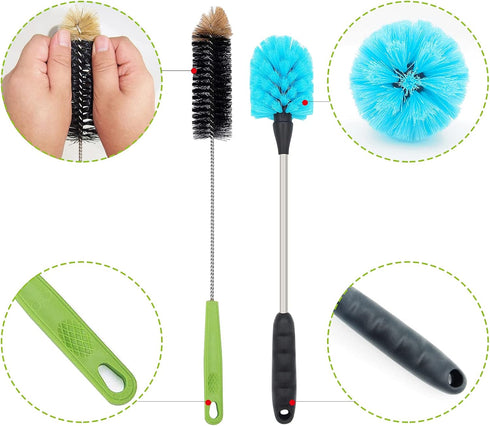 17 Blue/2Pack Long Bottle Brush, in Bendable Cleaner Brushes for Cleaning Neck Beer Bottles, Wine, Baby Bottles, Water