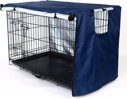 Durable Dog Crate Cover-Double Door, Pet Kennel Cover Waterproof Anti-UV Dog Cage Cover Fit for 24-54 inches Crate by kefit