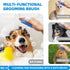 6-in-1 Bath Grooming Kit with Hair Brush, Towel & Scrubber Gloves - Slicker Brush for Shedding Dogs & Cats, Blue