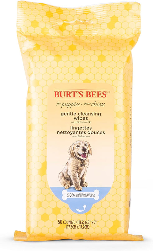Burt's Bees for Pets Puppy Wipes - Tearless Cleaning & Grooming Wipes, 50 Count, Cruelty Free