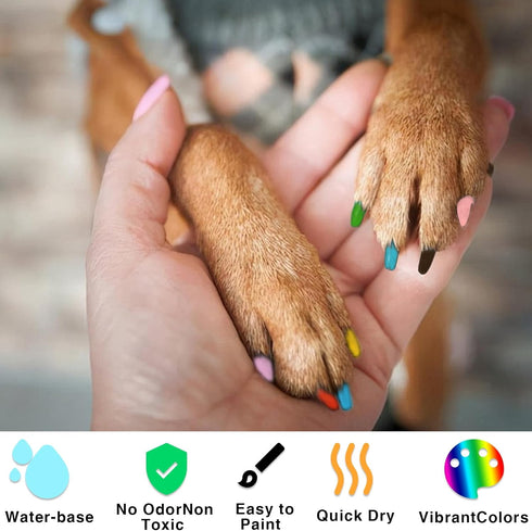 Dog Nail Polish Pens - 15 Colors Quick Dry Pet Safe Nail Polish Set for Dogs, Cats, and Small Pets