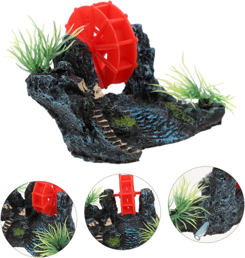 Rockery Aquarium Decorations, Fish Tank Mountain Decor with Castle Model