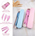 Set, 2 Sets Set JEPELUS Cutlery Portable Travel Utensils with Case, Reusable Wheat Straw Utensils Fork Spoon Knife