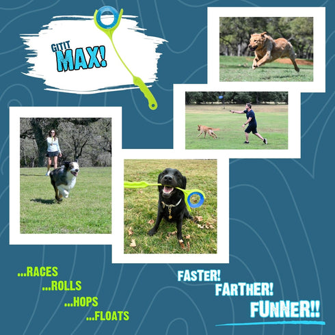 Gitit MAX! - Launcher + Ring, Epic Fetch Dog Toy for Medium to Large Dogs, Slobberless/Clean Hands Loading