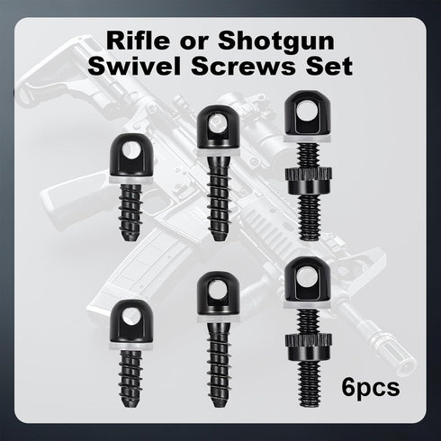 NEATABY Set, 6 Sling Swivel Studs Pieces Wood Bolt Sling Screw Mounts, Rifle or Shotgun Swivel Screws Kit