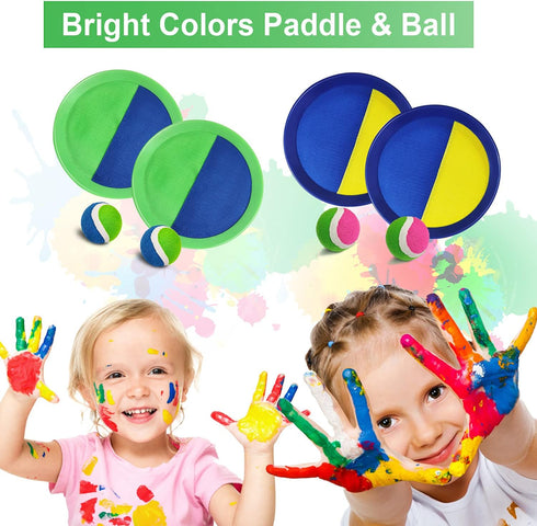 Jalunth Ball Catch Set Game Toss Paddle, Beach Toys for Backyard Pool Outdoor Games, Sticky Mitts Set for Kids and