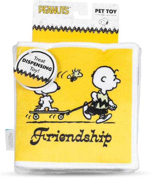Interactive Crinkle Friendship Comic Book Toy with Squeakers and Treat Pockets, Snuffle Mat Dog Toy