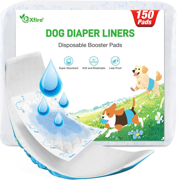Dog Diaper Liners Booster Pads, 150ct Disposable Dog Diapers Inserts Male Female